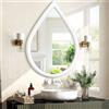 FEUFOAM Specchio vintage bianco a goccia da appendere alla parete, cornice in legno, 65 x 45 cm, specchio decorativo per ingresso, soggiorno, bagno, corridoio, decorazione per la casa