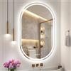 S'bagno Ovale Specchio Bagno con Luce 60x100cm, Bluetooth Specchio Retroilluminato Bagno con Anti-Fog, Memoria, 3000K/4000K/6500K, Vetro Temperato HD, IP44 Impermeabile, Orizzontale or Verticale