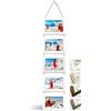 NEOWS Set Cornici Foto Multiple da Parete con Corda - Portafoto Multiplo Decorativo con Cornici in Legno - Collage Foto da Appendere al Muro- Cornici 10x15 cm (Bianco Strappato, 5 Foto Orizzontale)
