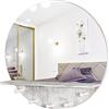 JJUUYOU Specchio da parete rotondo da 50,8 cm per bagno Specchio bianco Vanity con mensola e ganci Decorazione da parete rustica Specchio per il soggiorno, la camera da letto, il dormitorio