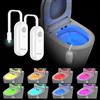 PZSUNLY Luce LED WC con Sensore di Movimento - 8 Colori Lampada Notturna per Toilette, IP65 Impermeabile e Ricaricabile, 2 Pezzi Lampade da Bagno, Facile Installazione