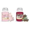 YANKEE CANDLE Bundle of Yankee Candle Candela Profumata In Giara Grande, Durata Fino A 150 Ore, 10.7 X 10.7 X 16.8 Cm + Yankee Candle Candela Grande Vaso, Biscotto del Fiocco di Neve