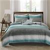 Madison Park Essentials - Copertura per tutte le stagioni, cuscino decorativo, in cotone, a righe, colore: Verde acqua