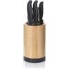 kela Ceppo portacoltelli con set di coltelli ACIDA, 5 coltelli, legno di bambù Portacoltelli con inserto in setole, Ø 13 cm, nero