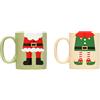 Pearhead Set di tazze natalizie abbinate, set di tazze natalizie con Babbo Natale ed elfo, decorazioni natalizie per la casa, set di 2 tazze da caffè stagionali, adatte al microonde e alla