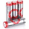 PHOTOOLEX Batterie AA ricaricabili al litio 4 pezzi, 1,5 V, 3600 mWh ad alta capacità e 3 Ampere ad alta potenza di picco, 1600 + cicli di scarica, ricaricabili a lunga durata, doppia batteria A