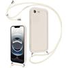 Coalbooliy Cover per iPhone 17e/iPhone 16e 6,1 con Cordino per Cellulare, Custodia Silicone con Regolabile Collana Sottile Morbida Case Protezione della fotocamera Antiurto con Necklace, Bianco