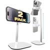 COOPER ChatStand 2-Pack - Supporto per cellulare regolabile in altezza per scrivania | Ruotabile, inclinabile, supporto telescopico 9-13 per visualizzazione a livello occhi (Bianco Ghiaccio, 2 pz)