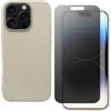 shamdspopu Cover per iPhone 15 Pro Max con Pellicola Vetro Temperato HD e Pellicola Privacy, TPU Leggero con Texture in Pelle Elegante, Duraturo (bianco)