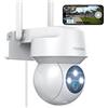 TOAIOHO 2K Telecamera Wi-Fi Esterno/Interno, Telecamera Esterno con Visione Notturna a Colori, Impermeabile IP66, Audio Bidirezionale, Rilevamento del movimento, Compatibile con Scheda SD/Cloud