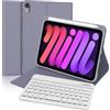 FOGARI Tastiera Custodia Bluetooth per iPad Mini (A17 pro) 8.3 2024 - Layout Italiano QWERTY Rimovibile Magnetic Wireless Bluetooth Tastiera con Cover per iPad Mini 6a/7a Gen 8.3 2021/2024, Viola