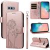 Bravoday Cover per Samsung Galaxy S10e, Custodia in PU Pelle Portafoglio Flip Schede con Slot per Carte, Magnetica Antiurto Cover per Galaxy S10e, Oro Rosa