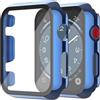 Misxi 2 Pezzi PC Cover con Protezione dello Schermo in Vetro Temperato Compatibile con Apple Watch Serie 3 Serie 2 38mm, Custodia Leggera Anti-Caduta per iWatch, 1 Blu + 1 Trasparente