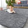 Homaxy Tappeto a pelo lungo, morbido, con fondo antiscivolo, lavabile, per il soggiorno, la cameretta dei bambini, la camera da letto - 160 x 220 cm, Grigio
