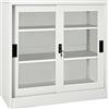 Tidyard Armadietto,per Ufficio,in Acciaio,Grigio Chiaro,con Vetrina,Ante Scorrevoli,90x40x90cm,Armadio Ufficio in Metallo,Schedario Ufficio Metallo,Archivio,Metallico,Ante Sorrevoli,Acciaio