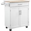 HOMCOM Credenza da cucina su rotelle Carrello portavivande Isola da cucina con cassettiera e porta asciugamani - 83L x 45P x 91,5H cm bianco