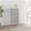 Tidyard Credenza Grigio Sonoma,Armadietto 3 cassetti,Armadietto,Mobile Bagno Salvaspazio Cassettiera Bagno Cucina Ingresso,Cassettiera da Ufficio,Armadietto da Cucina,Comò e Cassettiere,Legno Massello