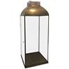 milani home Lanterna in Vetro E Metallo di Design Moderno Stile Vintage Portacandela Ottone Antico, Cm 20x20x58 H