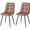 GrandCA HOME Set di 2 Sedie da Pranzo Moderne Sedie da Cucina con Gambe in Metallo, Sedie da Pranzo Imbottite Tessuto Impermeabile Leathaire Technology, Marrone Chiaro