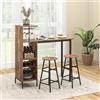 GIANTEX Tavolo Alto con Sgabelli 3 pz Tavolino e Bancone Bar, Penisola Cucina con Sgabelli, Tavolo Bistro in Forma Quadrata 120x40x90 cm, 4 Colori (Caffe)