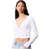 Calvin Klein Donna Giacca in Maglia Woven Label Rib con Chiusura a Bottoni, Bianco (Brilliant White), M