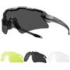 1TG Tactical Occhiali da ciclismo per softair, occhiali tattici, occhiali da sole, per uomo, donna, softair, paintball, caccia, CS, ciclismo, corsa, escursionismo, colore nero