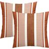 Kawani Set di 2 federe per cuscini in stile bohémien, 55 x 55 cm, colore arancione bruciato, bianco e marrone, moderne e decorative, in cotone, per decorare il divano