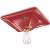 Ferroluce Retrò Plafoniera Vintage a Base Quadrata E27, 77 W, Rosso Lucido, 10x31x31 cm