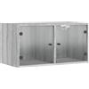 vidaXL Mobile a Muro con Ante in Vetro Grigio Sonoma 68,5x37x35 cm