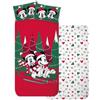 CARTOON Completo lenzuola natalizie letto singolo Minnie e Topolino Disney Christmas set 3 pezzi sotto lenzuola con angoli lenzuola federa 100% Cotone