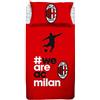 A.C. Milan Completo Letto, Cotone, Rosso, Nero, Singolo