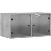 vidaXL Mobile a Muro con Ante in Vetro Grigio Cemento 68,5x37x35 cm