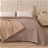 Caritex Copriletto Trapuntato Santorini per Letto Una Piazza e Mezza, in Microfibra, Bicolore e Reversibile - Trapuntino per Primavera e Autunno - 210x260 cm M608 [Tortora - Beige]