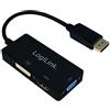 LogiLink CV0109 - Adattatore da DisplayPort a DVI/HDMI/VGA 4K, colore: Nero