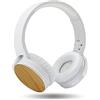Metronic Cuffie audio wireless Bluetooth leggere, regolabili e pieghevoli in bambù