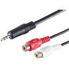 1aTTack.de 1 connettore jack da 1,5 m, nero, 3,5 mm su 2 prese RCA, cavo adattatore audio dal design robusto, perfetto per altoparlanti HiFi