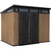 Keter Casetta da Giardino Pent 9x7 Venetian, Effetto Legno Naturale a Doghe, 6 m², 227x218x226H cm