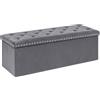 PINPLUS Panca Contenitore Pieghevole in Velluto, Puff Rettangolare con Ampio Spazio di Archiviazione, Poggiapiedi per Ingresso e Soggiorno, 110x40x40 cm, Grigio
