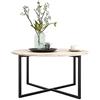HOJINLINERO Tavolino rotondo, tavolino,tavolino da caffè,base in metallo e un tavolo in legno, design industriale e scandinavo, tavolo da soggiorno, moderno, nero