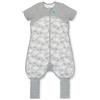 Love To Dream Tutina da notte in pile di cotone biologico con gambe, 12-24 mesi, grigio (20-24°C), coperta indossabile a maniche corte, lavabile in lavatrice, 2 cerniere