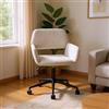 FurnitureR Sedia a schienale beige, design moderno, tessuto ciniglia, altezza regolabile, girevole, sedia da ufficio con ruote, comodo supporto per soggiorno e ufficio