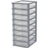 Iris Ohyama Cassettiera in Plastica, Portaoggetti, 8 Cassetti Medi, Grigio, Apertura Facile, Formato A4, A5 e A6, Organizzatore, Per Ufficio, Scuola, Cartoleria, Senza BPA, Contenitore, OCH-2080