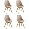 STONES HOME FURNITURE, Set 4 Sedie Imbottite in Similpelle con Gambe in Legno, Sedie Sala da Pranzo e Ufficio, Versatili e Antiurto, Modello Carlotta, Color Tortora, 52 x 48.5 x 82 cm