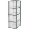Iris Ohyama Cassettiera in Plastica, Portaoggetti, 4 Cassetti Medi, Grigio, Apertura Facile, Formato A4, A5 e A6, Organizzatore, Per Ufficio, Scuola, Cartoleria, Senza BPA, Contenitore, OCH-2400