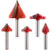 Genmitsu 5PCS Set di punte Router per scanalature a V, 60° 90° 120° 150° Angolo, gambo da 6 mm, 3D V forma Fresa per legno Fresa per legno Coltello per incisione CNC Router Bit, VG05A