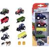 Majorette Farm Set 5 Pezzi - Veicoli Agricoli in Metallo pressofuso, Trattore, Rimorchio e Accessori, 2 Assortimenti, ASSEGNAZIONE CASUALE, dai 3 anni, 8503004000