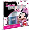 Multiprint Set 2 Timbri per Bambini e 18 Pennarelli Colorati Disney Minnie, Made in Italy, Set Timbrini Bimbi, in Legno e Gomma Naturale, Inchiostro Lavabile Atossico, Idea Regalo, Art.86866