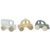 Jollein Auto in legno - Set di 3 auto da gioco - On The Go - Giocattoli per bambini in legno - Auto, Taxi & Bus - Promuove l'immaginazione e le abilità motorie - Giocattoli in legno - Giallo/Verde