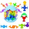 JOYVOVO Giocattoli Ventosa Bambini, 48Pcs Giocattolo in Silicone con Ventosa, Giochi Bagnetto Neonato, Giocattolo Sensoriale Montessori Giocattoli Bagno Educativi Regalo per Bambini 3-8 Anni