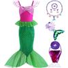 HEYOUTH Costume sirena Bambina Principessa Ariel Sirena Vestito per Bambina Taglia 3 a 10 Anni (140)